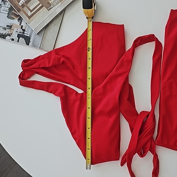 NWOT Red Bikini Wrap One Shoulder Top Highwaisted bottom Size Medium - Picture 6 of 9